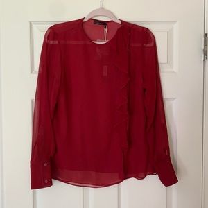 NWT Red blouse with ruffle detail